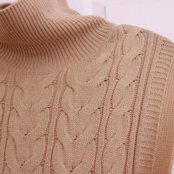 NWOT COS Cable Knit Wool Roll-Neck Turtleneck Belted Vest Camel Brown - Picture 6 of 11